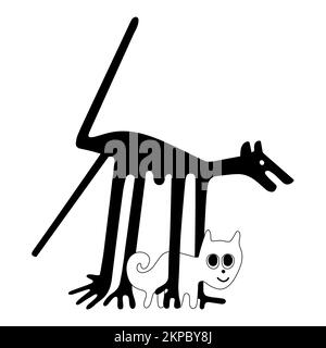 Der Hund und die Katze - eine Paraphrase der berühmten Geoglyphen aus Nazca Stockfoto