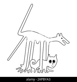 Der Hund und die Katze - eine Paraphrase der berühmten Geoglyphen aus Nazca Stockfoto