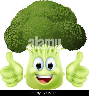 Brokkoli Gemüse Cartoon Charakter Emoji Maskottchen Stock Vektor