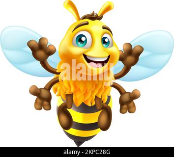 Honey Bumble Bee Cartoon Bumblebee Süße Maskottchen Stock Vektor