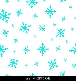 Weihnachtsvektormuster mit blauen Schneeflocken verschiedener Durchmesser. Design für Weihnachtsverpackungen, Textilien, Sammelalben und Patchwork Stock Vektor