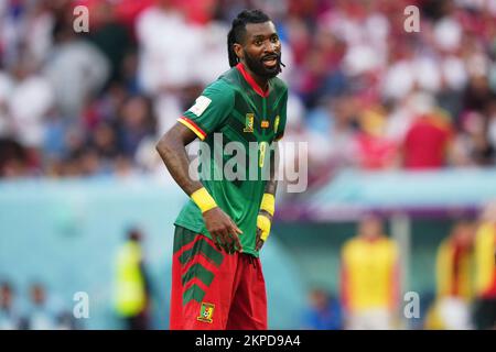 Al-Wakrah, Katar. 28.. November 2022. Andre-Frank Zambo Anguissa aus Kamerun während des FIFA-Weltmeisterschafts-2022-Spiels Katar Gruppe G zwischen Kamerun und Serbien spielte am 28. November 2022 im Al Janoub-Stadion in Al Wakrah, Katar. (Foto: Bagu Blanco/PRESSIN) Guthaben: SIPA USA/Alamy Live News Stockfoto