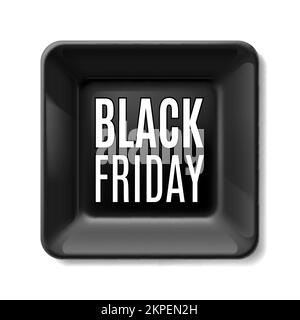 Trendiges Poster mit schwarzer quadratischer Platte mit abgerundeten Ecken und „Black Friday“-Etikett für mehr Kundenwachstum Stock Vektor
