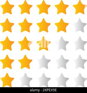 Vektorsatz mit gelben Bewertungssternen. Vektorwebsymbole Stock Vektor
