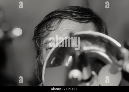 Albert Mangelsdorff, 1928-2005, deutscher Jazztrombonist, Live-Konzert, Jazzfestival Balve, Deutschland, 1978 Stockfoto