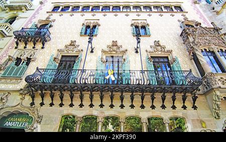 Fassade der Casa Ametller am Paseo de Gracia in Barcelona, Katalonien, Spanien, Europa Stockfoto