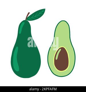 Flaches Avocado-Vektor-Set Stock Vektor