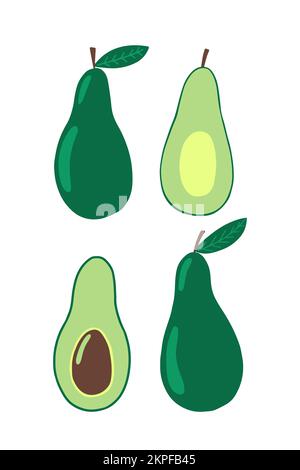 Flaches Avocado-Vektor-Set Stock Vektor