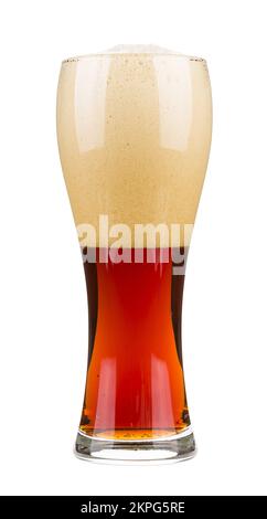 Rotes Bier mit Schaumstoff in einem Glas Stockfoto