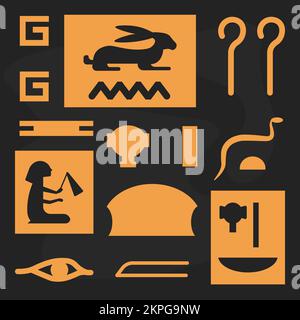 Hieroglyphen der alten ägyptischen Zivilisation werden gedruckt Stock Vektor