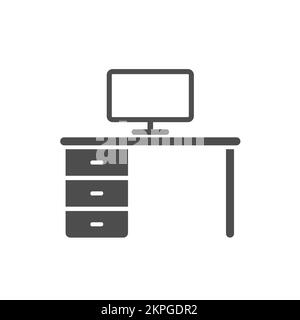 Vektorsymbol für Silhouette am Arbeitsplatz isoliert auf weiß Stock Vektor