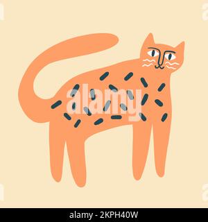 Künstlerische Katze im Vintage Retro-Stil Stock Vektor