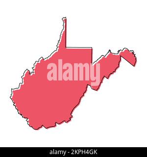 West Virginia Kartenform, vereinigte Staaten von amerika. Flache Konzept Symbol Symbol Vektor Illustration . Stock Vektor
