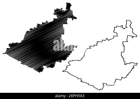 Aguascalientes Municipio (Freier und souveräner Staat von Aguascalientes, Mexiko, Vereinigte mexikanische Staaten) Kartenvektordarstellung, Skizzenkarte Stock Vektor