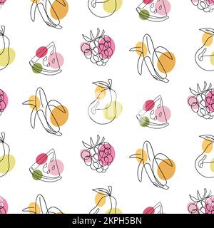 Tropische Frucht Vektor Nahtloses Muster Stock Vektor