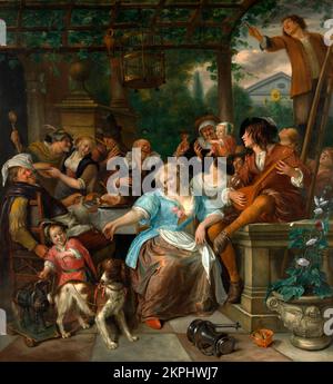 Merry Company on a Terrace von Jan Steen - 1670 Stockfoto