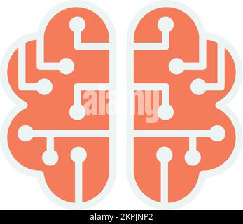 Darstellung des Gehirns und der Leiterplatte in minimalem Stil, isoliert auf dem Hintergrund Stock Vektor
