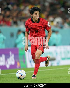 Südkoreas Cho GUE-sung während des Spiels der FIFA-Weltmeisterschaft Gruppe H im Education City Stadium in Al-Rayyan, Katar. Foto: Montag, 28. November 2022. Stockfoto