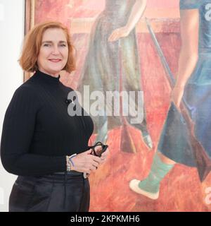 Francesca Thyssen-Bornemisza besucht die Präsentation der Ausstellung „im Auge des Hurrikans“ im Museo Nacional Thyssen-Bornemisza in Madrid. (Foto: Atilano Garcia / SOPA Images / Sipa USA) Stockfoto