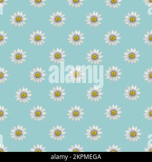 Nahtloses Muster mit Gänseblümchen. Aquarelldarstellung. Für Textil- und Dekorationshintergründe, für Design, Tapeten und Verpackungen. Stockfoto