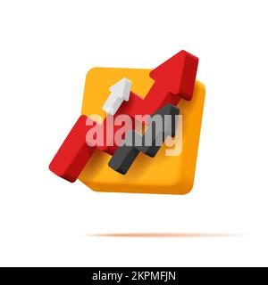 3D Symbol mit Volumenpfeilen in quadratischer Form, Grafikelement für Unternehmen, isoliert Stock Vektor