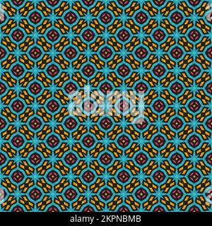 Mehrfarbiger, nahtloser, abstrakter Mustereindruck. Hintergrund und Hintergrund. Mehrfarbig. Farbenfrohes Ornament-Dessin. Farbige Mosaikornamente. Vektorgrafik il Stock Vektor