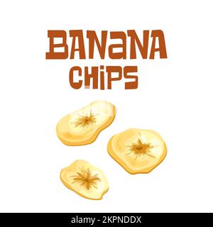 Bananenchips, getrocknete Früchte, Snack. Runde isolierte Scheiben Cartoon-Stil auf weißem Hintergrund. Vektorgrafik. Stock Vektor