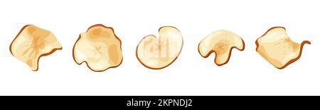 Apfelfrucht-Chips trocken Risse in Scheiben schneiden. Bio-Lebensmittel gebacken köstlich. Vektorgrafik. Stock Vektor
