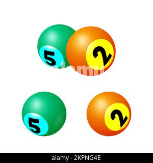 Set aus Billard- oder Bingobällen in realistischem Stil für Druck und Design. Vektordarstellung. Stock Vektor