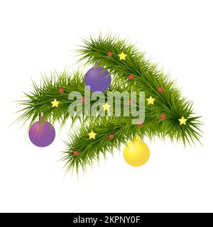 Weihnachtsdekoration Tannenzweig. Vektordarstellung Stock Vektor