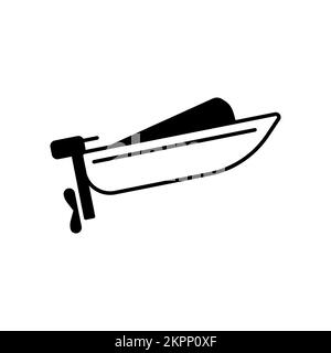 Electric Boat Icon, genießen Sie den Rand des Ozeans oder den See mit einem kleinen Boot. Stock Vektor