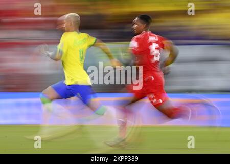 Doha, Katar. 28.. November 2022. Foto Fabio Ferrari/LaPresse - 28 Novembre 2022 Doha, Katar - Sport - Calcio - Katar 2022 - Coppa del Mondo FIFA - Brasilien vs. Svizzera - Gruppo G - Fase A Gironi - Stadium 974. Nella foto: 28. November 2022 Doha, Katar - Sport - Fußball - Katar 2022- FIFA Weltmeisterschaft - Brasilien gegen die Schweiz - Gruppe G - Gruppenphase - Stadium 974. Auf dem Bild:/ PRESSINPHOTO Kredit: PRESSINPHOTO SPORTAGENTUR/Alamy Live News Stockfoto