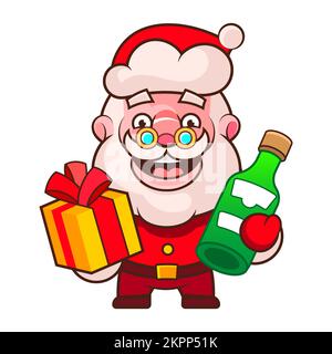 Weihnachtsmann Minimale Farbe Flache Striche Symbol Piktogramm Symbol Abbildung Stock Vektor