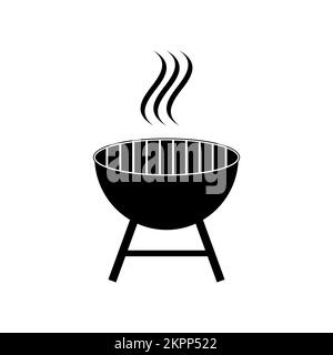 Grillvektor im Freien. BBQ-Grillsymbol isoliert auf weißem Hintergrund Stock Vektor