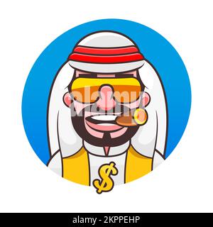 Araber mit traditionellem muslimischen Hut, Vektoravatar Stock Vektor