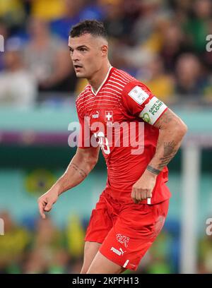 Granit Xhaka aus der Schweiz während des FIFA World Cup Group G-Spiels im Stadium 974 in Doha, Katar. Foto: Montag, 28. November 2022. Stockfoto