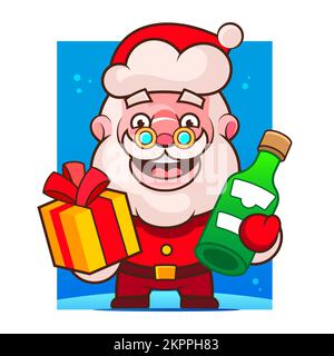 Weihnachtsmann Minimale Farbe Flache Striche Symbol Piktogramm Symbol Abbildung Stock Vektor