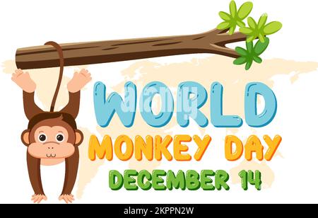 Welt Affen Tag Poster Design Illustration Stock Vektor