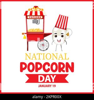 National Popcorn Day Banner Design Illustration Stock Vektor
