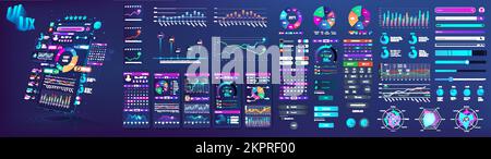 Modernes Set aus UI-, UX-, KIT- und Web-Elementen. Dashboard für Diagrammmodelle Stock Vektor