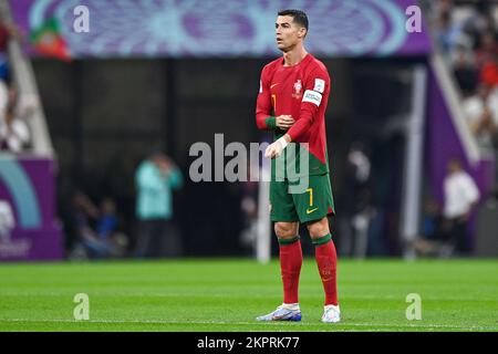 LUSAIL CITY, KATAR - NOVEMBER 29: Cristiano Ronaldo von Portugal während des Spiels Gruppe H - FIFA Weltmeisterschaft Katar 2022 zwischen Portugal und Uruguay im Lusail Stadium am 29. November 2022 in Lusail City, Katar (Foto: Pablo Morano/BSR Agency) Stockfoto