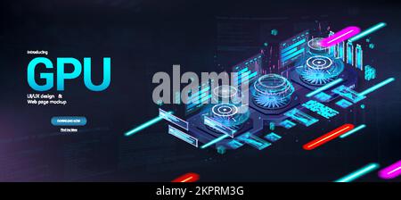 Video-Grafikkarte – GPU für Kryptowährungen oder Spiele Stock Vektor