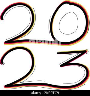 2023 „Happy New Year“-Logo in Schwarz. Stock Vektor