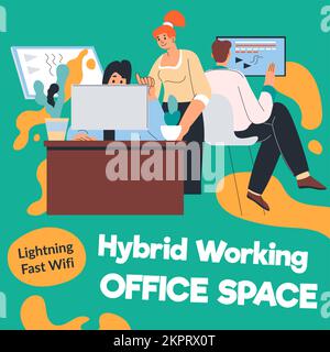 Hybrider Arbeitsbereich, blitzschneller WiFi-Vektor Stock Vektor