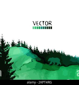 Der Bär läuft im Wald. Vektordarstellung Stock Vektor