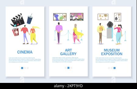 Vorlageset für Vektor-Website und mobile App für Freizeitaktivitäten Stock Vektor