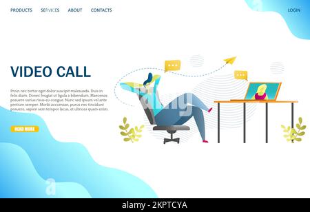 Designvorlage für Vektor-Website für Videoanrufe Stock Vektor