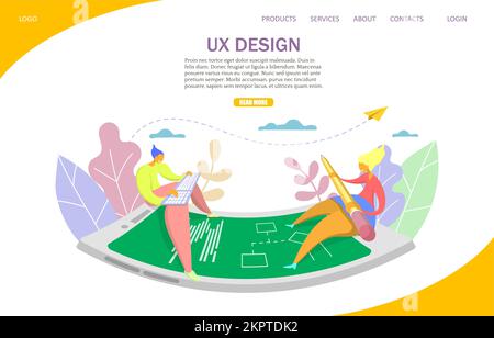 UX Design Vector Website Landing Page Designvorlage Stock Vektor