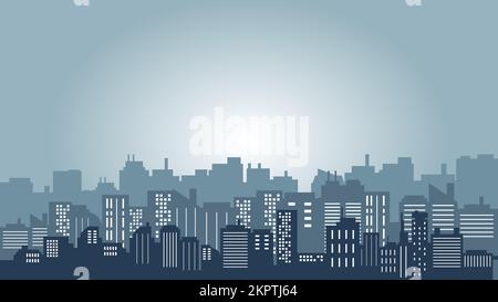 Silhouettenstadt mit hohen Gebäuden vor schwarzem Himmel. City Vector Kollektion Stock Vektor
