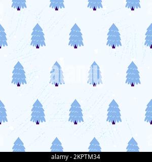 Blauer Weihnachtsbaum, Nahtloses Muster Stock Vektor
